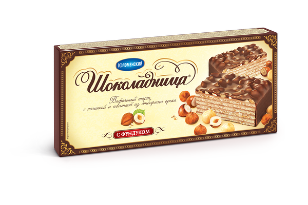 Торт Коломенское Шоколадница вафельный с фундуком 