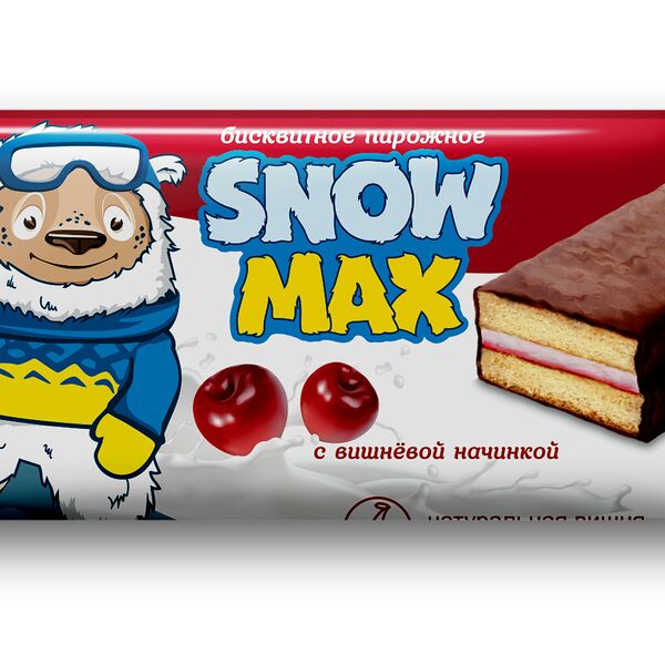 Пирожное бисквитное Snow Max с вишн. нач. глазир. вес 40г Сладкая страна