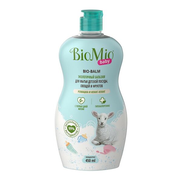 Бальзам для мытья детской посуды экологичный ромашка и иланг-иланг 450мл BioMio BABY