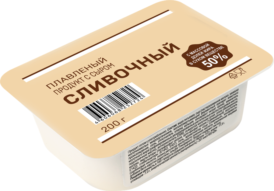 

Продукт плавленый Сливочный с сыром 50%, с змж