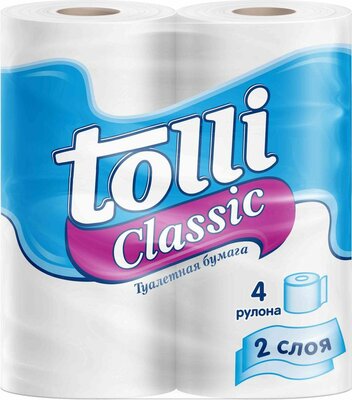 Туалетная бумага Tolli Classic 2 слоя 4шт.