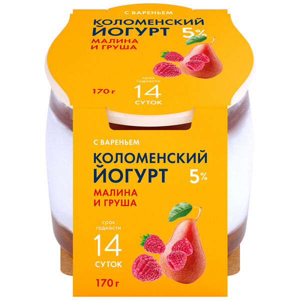 Йогурт Коломенское молоко малина-груша 5%