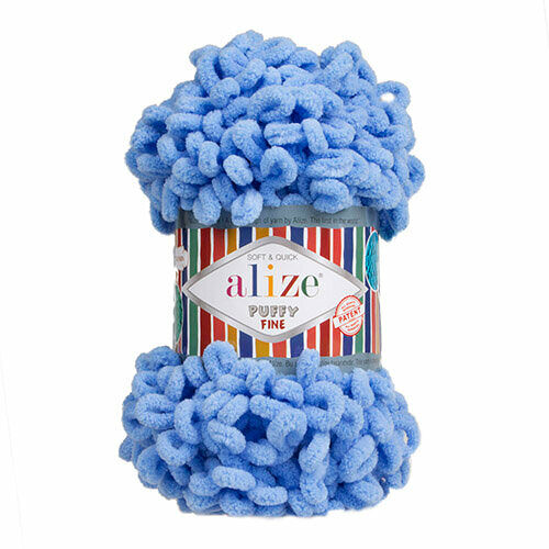 Пряжа Alize 'Puffy Fine' 100г 14м (100% микрополиэстер)(112 голубой)