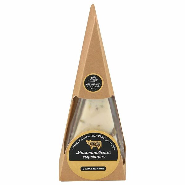 Сыр Мамонтовская сыроварня, полутвердый с фисташками 45%