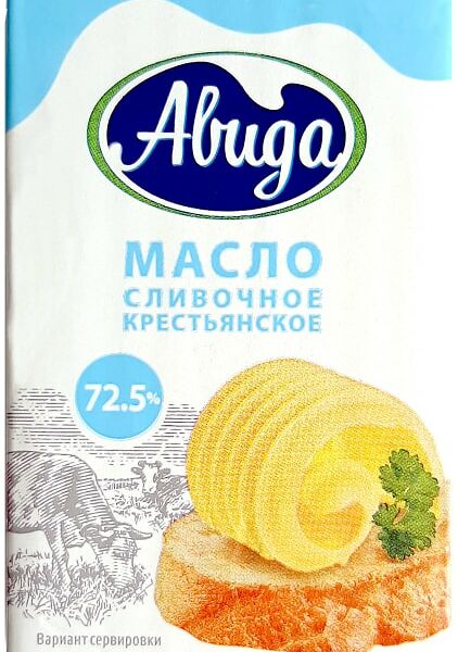 Масло сливочное Авида Крестьянское 72.5% 180г
