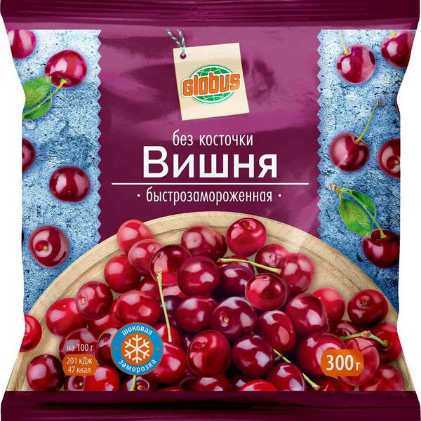 Вишня быстрозамороженная Глобус без косточки 300 г