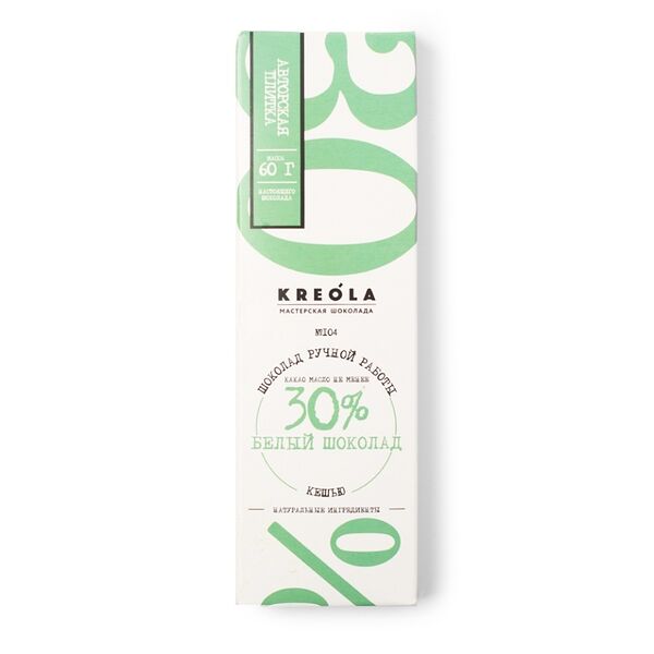 Шоколад белый с орехом кешью Kreola мастерская шоколада