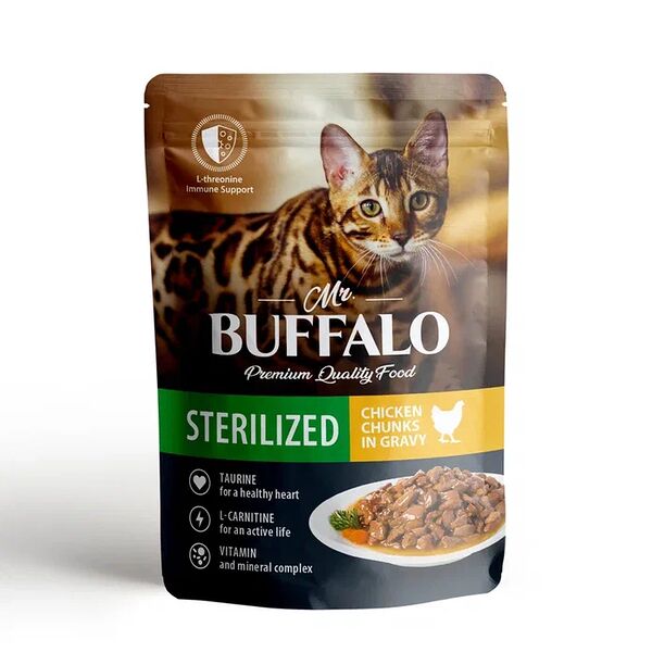 Корм для кошек Mr.Buffalo Sterilized цыпленок в соусе пауч