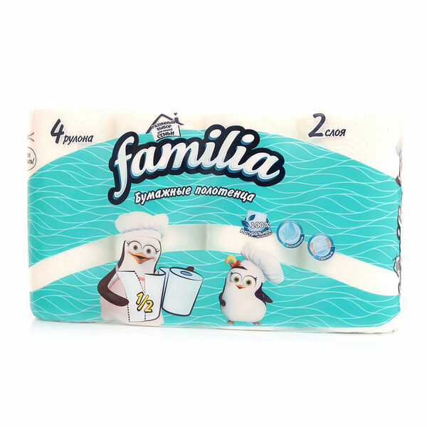 Бумажные полотенца Familia 2 слоя 4 рулона