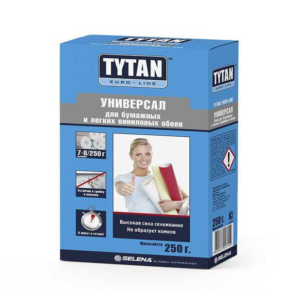 Клей для бумажных и легких виниловых обоев TYTAN Euro-line Универсал без индикатора, 250 г
