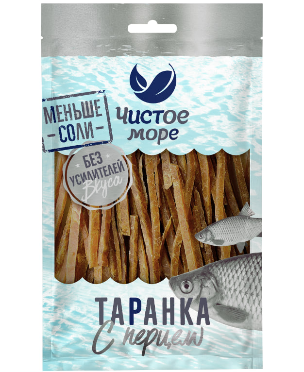 

Соломка Чистое море Таранка рыбная сушено-вяленая с перцем 40г