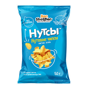 Чипсы нутовые Don Shelldon сметана/зелень (без глютена) 50 г, Россия