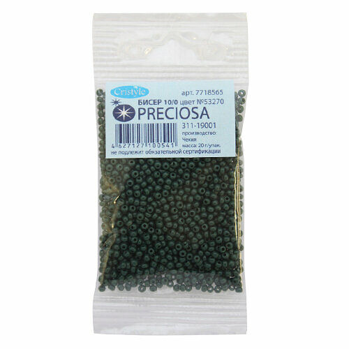 (53270) 311-19001-10/0 Бисер непрозрачный 10/0, круг.отв., 20гр Preciosa,упак