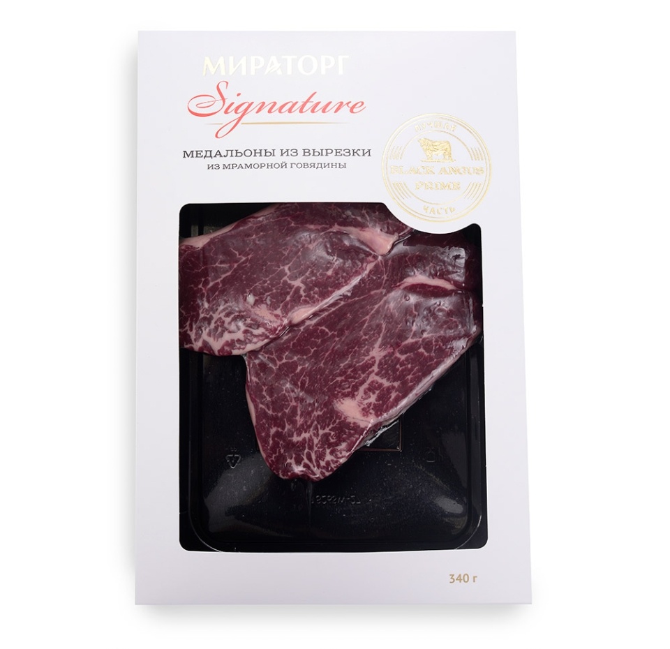 

Медальоны Signature из вырезки мраморной говядины Black Angus Prime, «Мираторг»