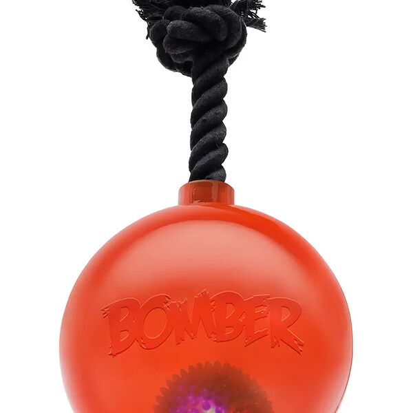 Игрушка Мяч светящийся с ручкой на веревке оранжевый, 17см, 550г