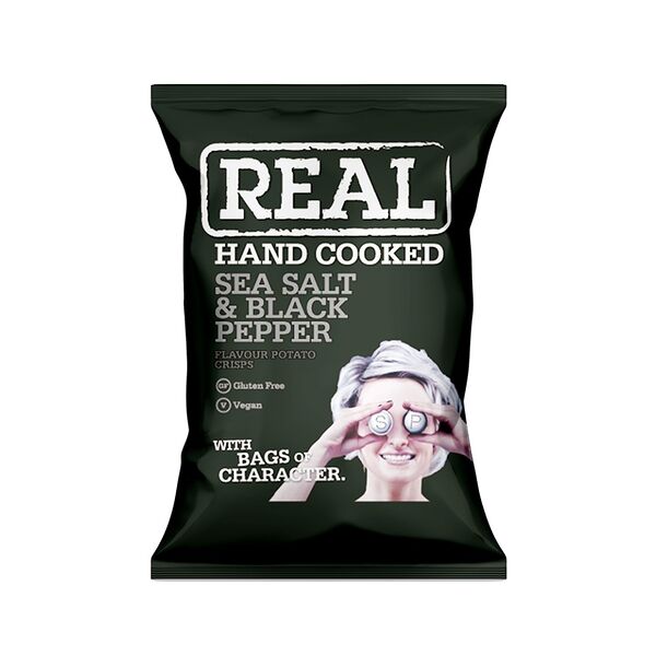 Чипсы картофельные Real handcooked со вкусом и ароматом морской соли и черного перца 150г, Великобритания
