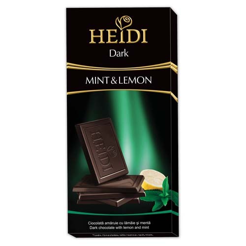 

Темный шоколад Heidi Dark с кусочками лимона и мятой 80 г