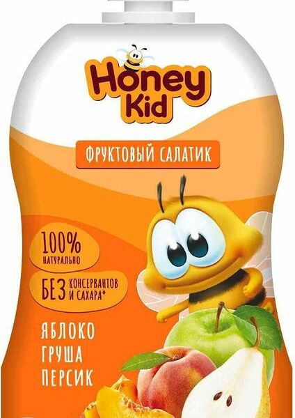 Пюре Honey Kid Фруктовый Салатик из яблок груш персиков с 5 месяцев 180г