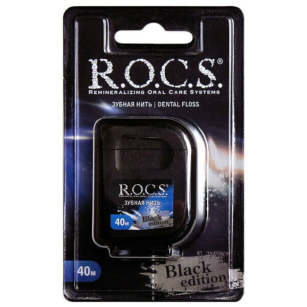 Зубная нить R.O.C.S. Black Edition 40 м