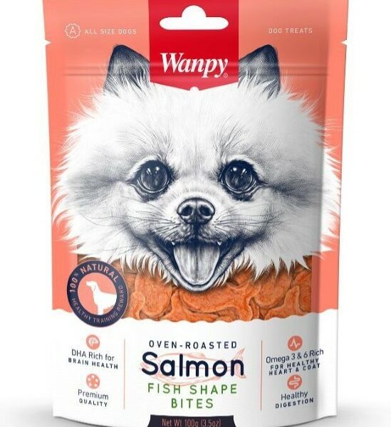 Жевательные косточки для собак Wanpy из нежного лосося в форме рыбок