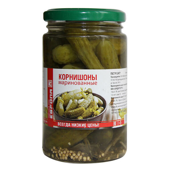 Корнишоны Европа маринованные 350г