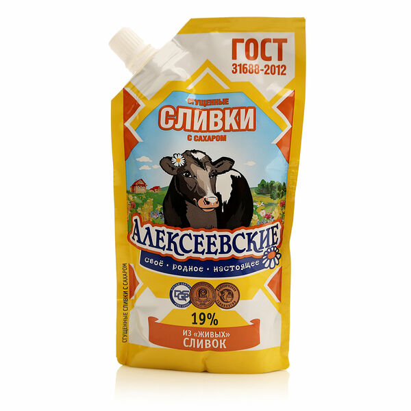 Сливки сгущенные с сахаром 19% ТМ Алексеевское