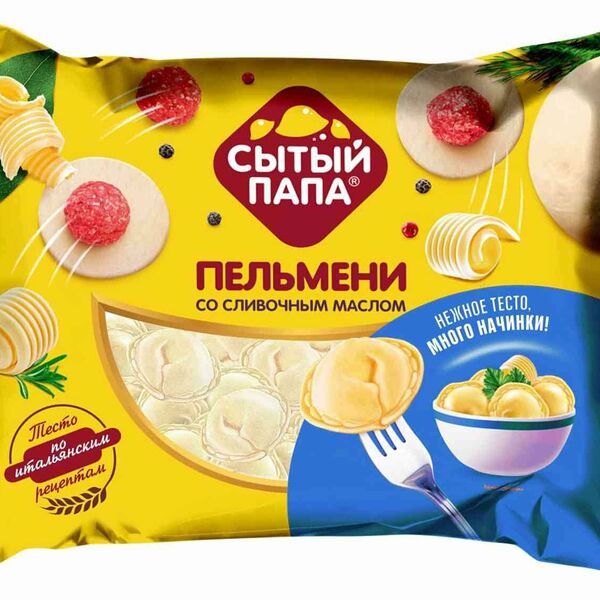 Пельмени быстрозамороженные Сытый папа со сливочным маслом