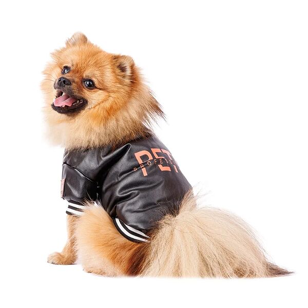 Куртка из кожзама для собак L черный (унисекс)