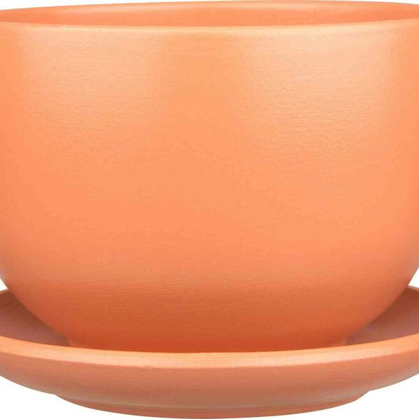 Горшок керамический с подставкой Бутон BH-43-8 цвет персиковый, 0.5л