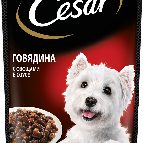 Влажный корм Cesar для взрослых собак, с говядиной и овощами в соусе