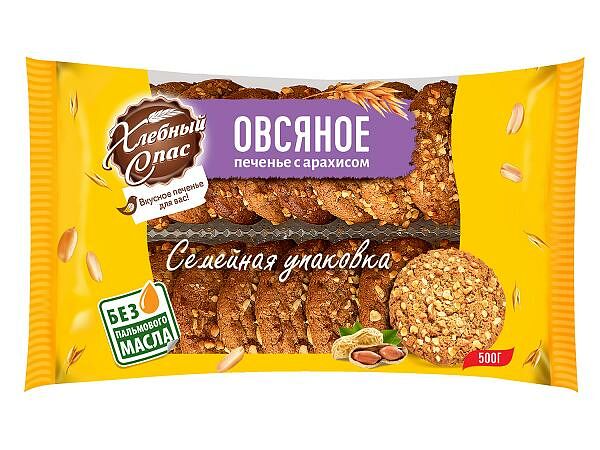 Печенье Хлебный Спас Овсяное с Арахисом