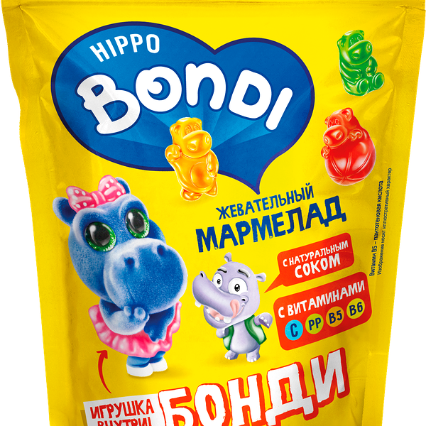 Мармелад KDV Hippo Bondi жевательный с игрушкой 100 г