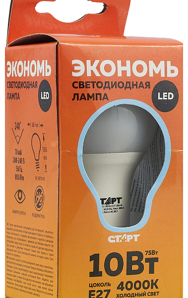 Лампа светодиодная СТАРТ ECO Груша E27 10W Теплая