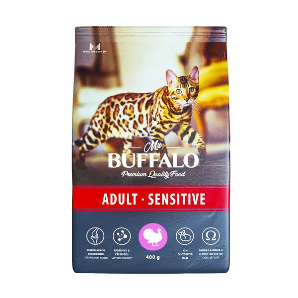 Mr.Buffalo Adult sensitive сухой корм для взрослых кошек с чувствительным пищеварением Индейка