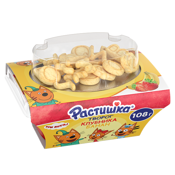 Творог Растишка Клубника-банан и печенье 3,5%