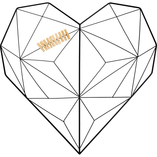 Органайзер-решетка Волшебная страна Сердце, 50х50 см, металл, 10 клипс, черный