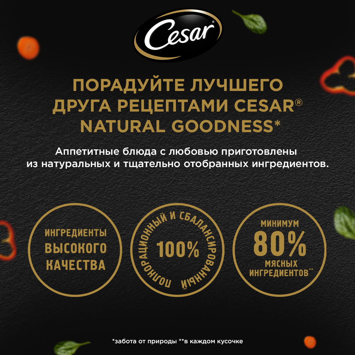 

Влажный корм Cesar Natural Goodness для собак, с индейкой, горохом и морковью в желе 80 г