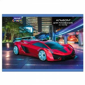 Альбом для рисования 40 листов, на спирали, размер 285х203 мм, мелованная обложка, блок - офсет арт. M-16579