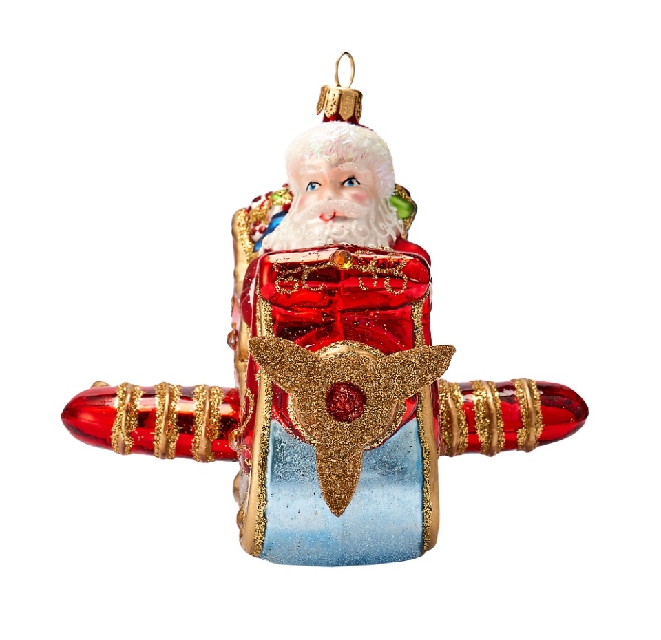 

Игрушка для елки Impuls «Коллекция Традиции» Санта в санях с подарками, красный, 13 см, стекло, Польша