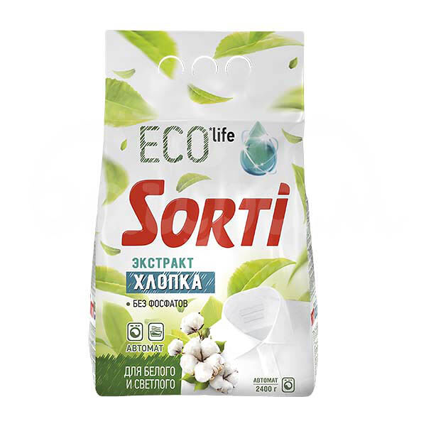 Стиральный порошок Sorti Eco 2.4кг Экстракт хлопка Автомат пакет