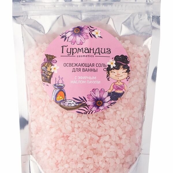 Соль для ванны Гурмандиз освежающая с эфирным маслом пачули 400 г
