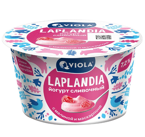 Йогурт сливочный Viola Laplandia Малина-маскарпоне 7,2%