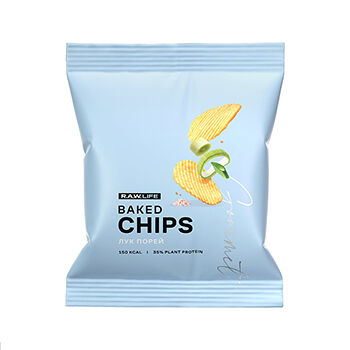 Чипсы протеиновые R.A.W. Life Gourmet Baked CHIPS Лук порей (без глютена) 35г, Россия