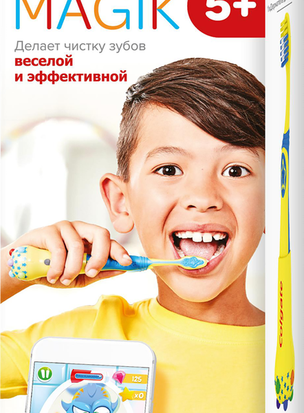 Детская зубная щетка Magik (Мейджик) с приложением для чистки зубов 5+, супермягкая ТМ Colgate (Колгейт)
