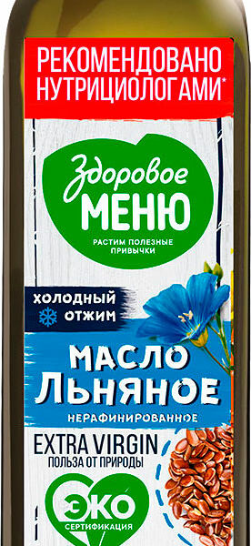 Масло льняное Здоровое меню Dr. Naturi Extra Virgin