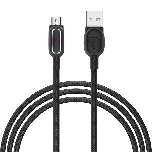 By кабель для зарядки антарес micro usb, 1м, 3a, штекер с подсветкой, плетен. кабель
