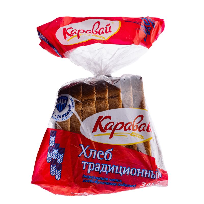 

Хлеб Каравай Традиционный ржано-пшеничный половинка в нарезке 345 г