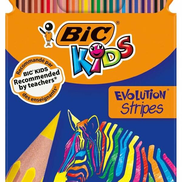 Карандаши цветные BIC Kids Evolution Stripes, 12 цветов