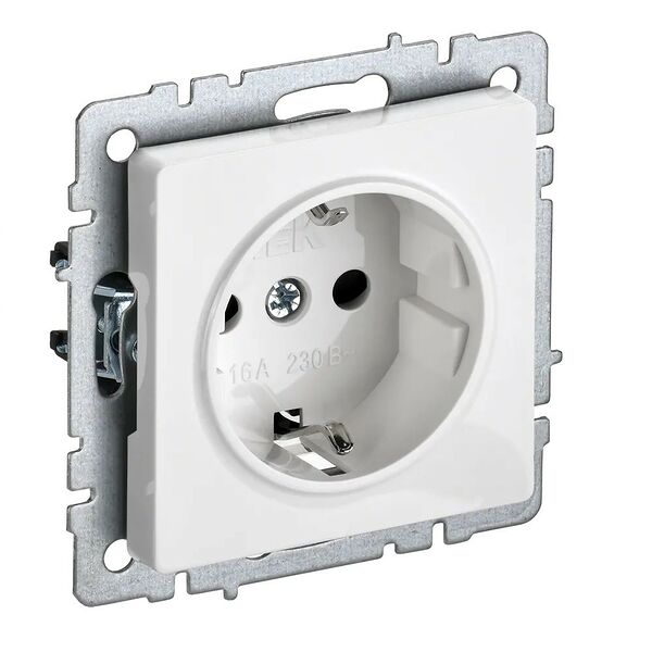 Розетка IEK Brite, с заземлением, без защитных шторок, 16 А, белый