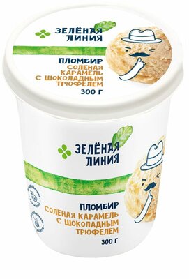 Мороженое Зелёная Линия Соленая карамель с шоколадным трюфелем пломбир 15%, 300 г